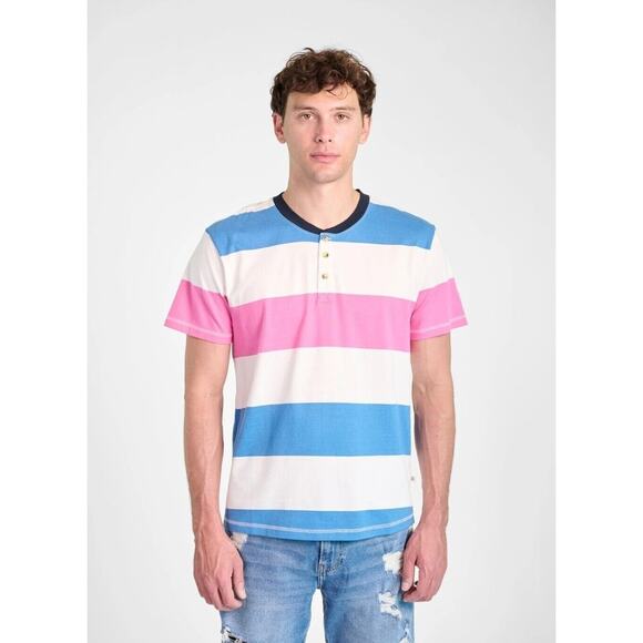 Sovereign Code men's multicolor Cotton Short Sleeve Henley M New B26 5 - Picture 3 of 9